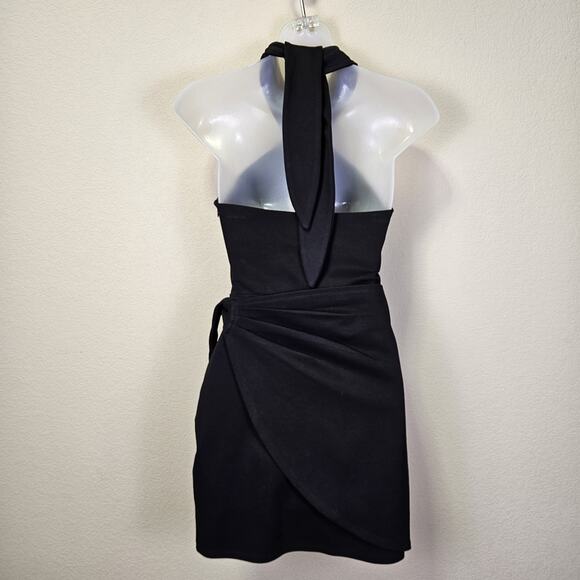 Lovers + Friend Corey Mini Wrap Dress Black Halter Cocktail Night Out Revolve XS - Picture 9 of 16